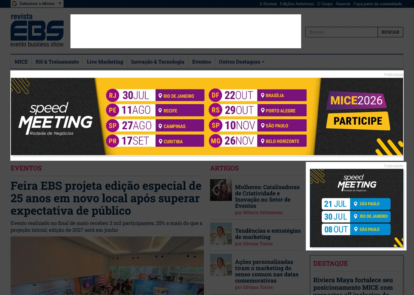 Revista EBS - publicidade blog monetizado